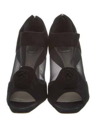 Christian Dior Suede Mesh Accents Lace-Up Boots