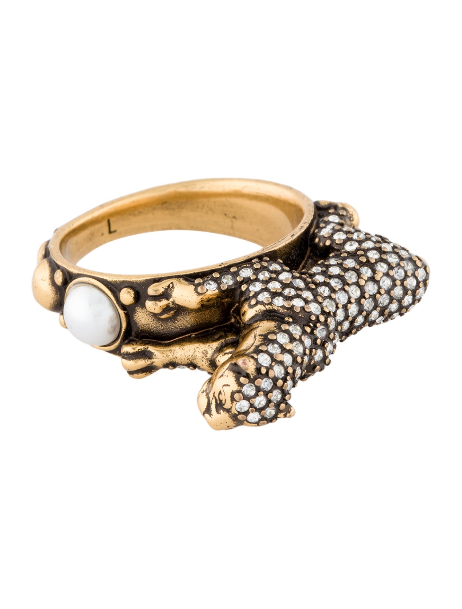 Christian Dior Panther Faux Pearl & Crystal J'Adior Ring