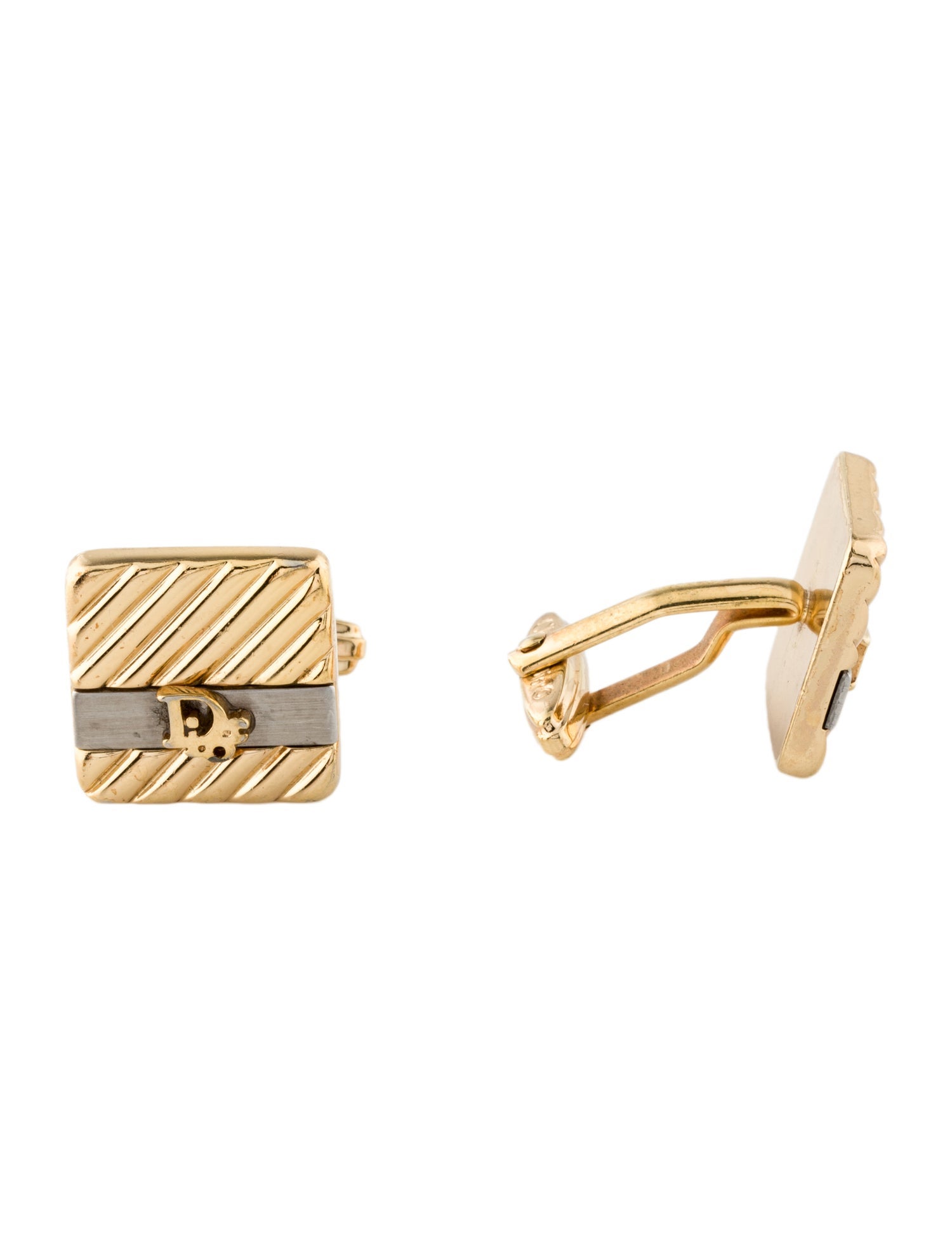 Christian Dior Vintage Two-Tone Logo Cufflinks