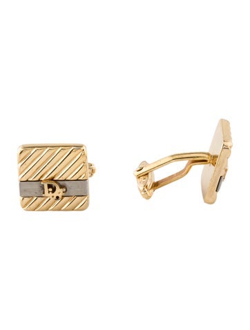 Christian Dior Vintage Two-Tone Logo Cufflinks