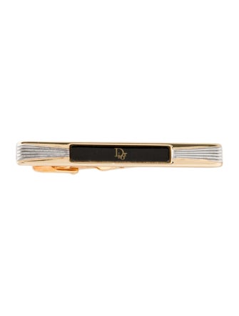Christian Dior Vintage Enamel Two-Tone Logo Tie Clip