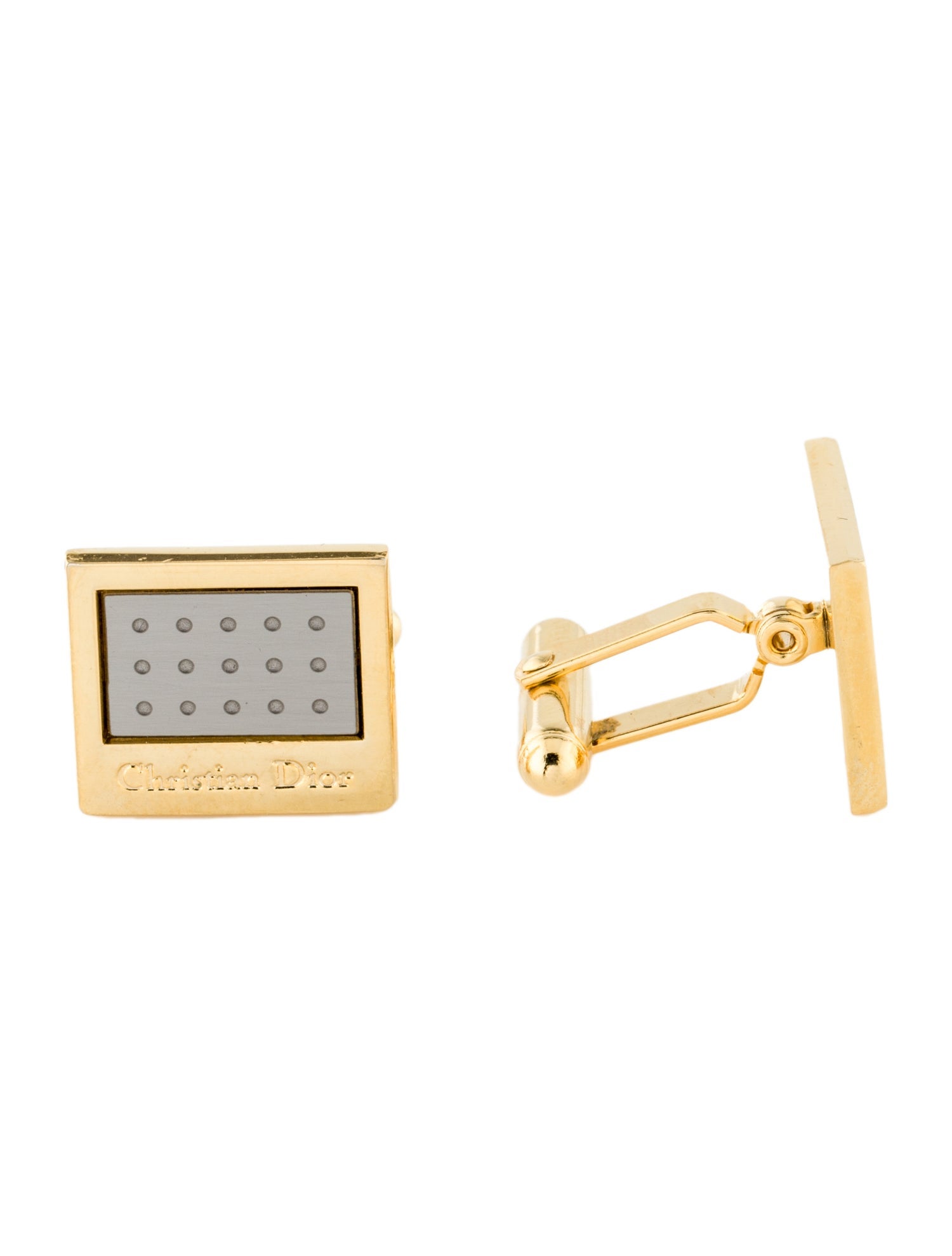 Christian Dior Vintage Two-Tone Logo Cufflinks