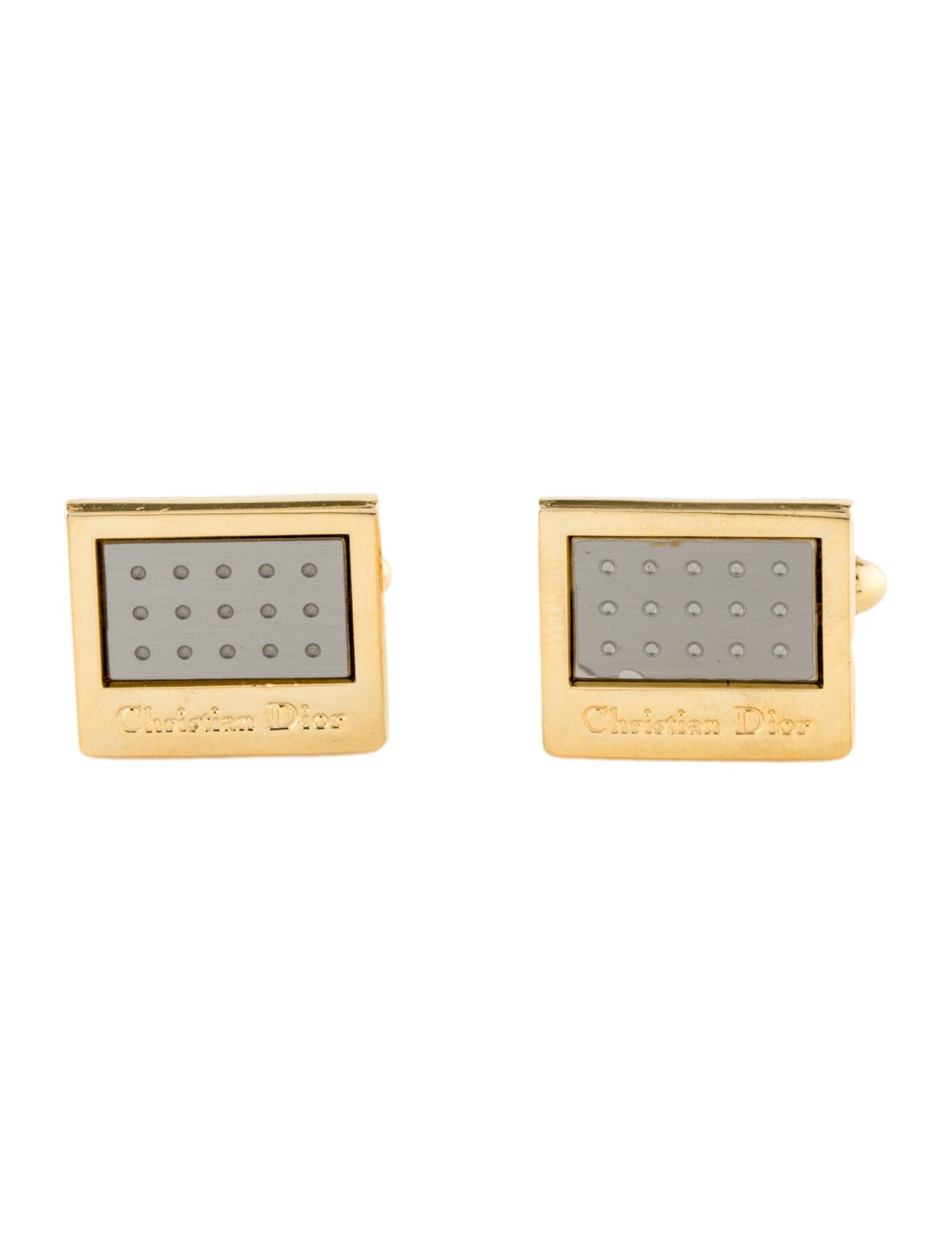 Christian Dior Vintage Two-Tone Logo Cufflinks