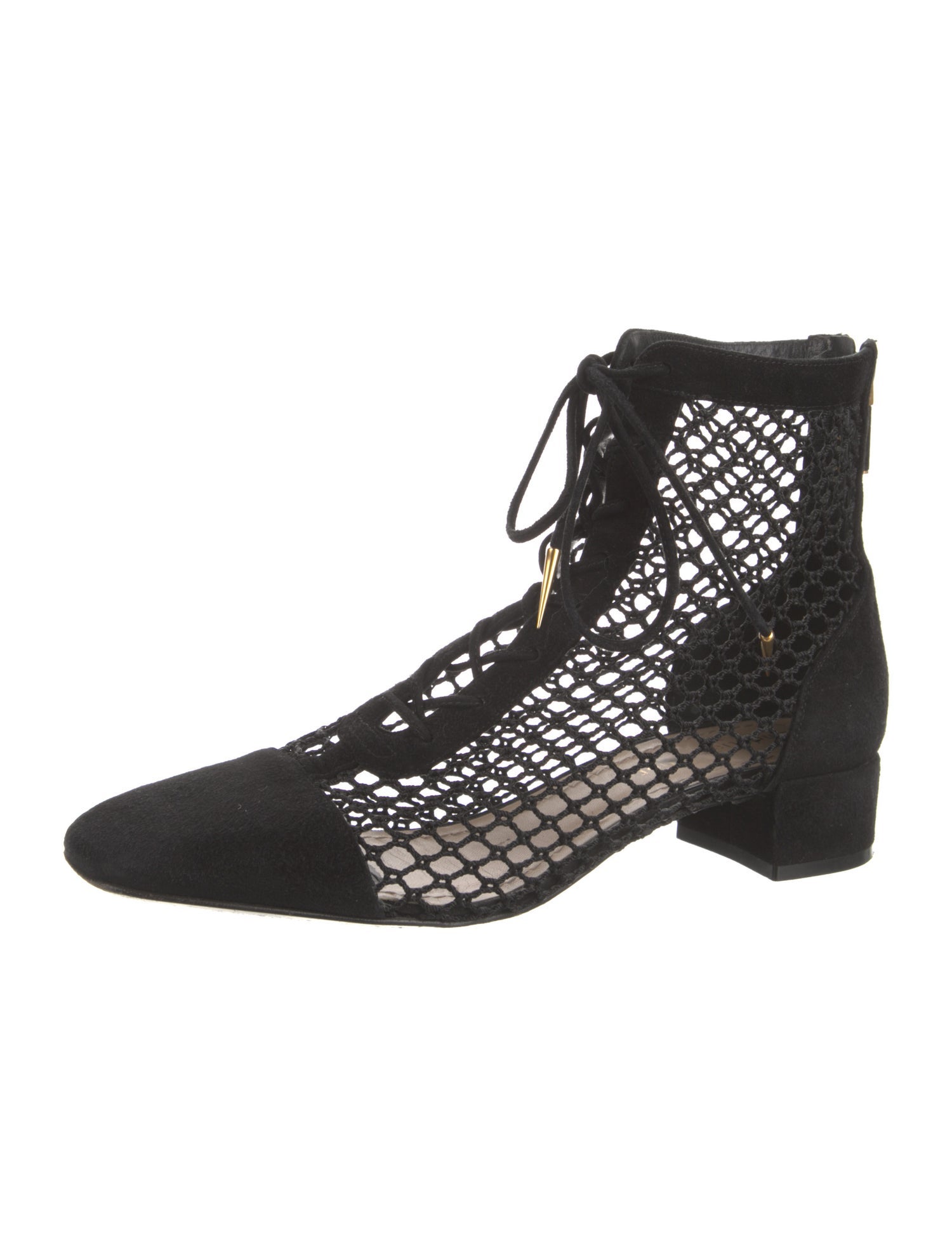 Christian Dior Suede Braided Accents Lace-Up Boots