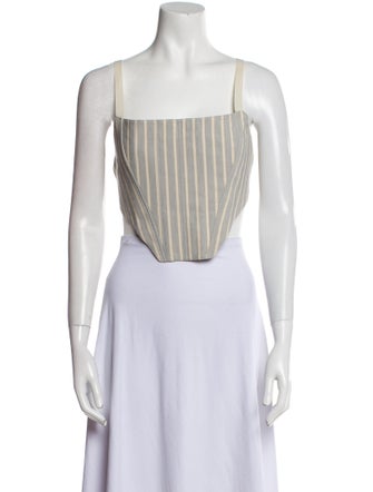 Christian Dior Striped Square Neckline Crop Top