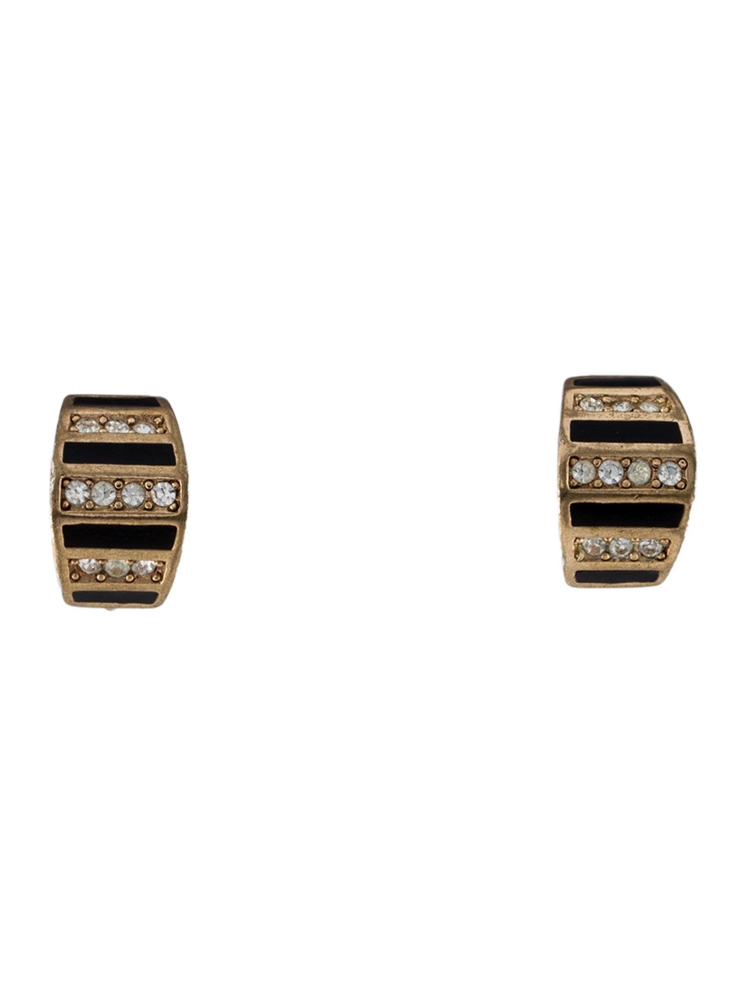 Christian Dior Vintage Crystal & Enamel Clip-On Earrings