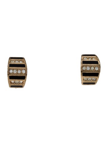 Christian Dior Clip-On Vintage Crystal & Enamel Earrings