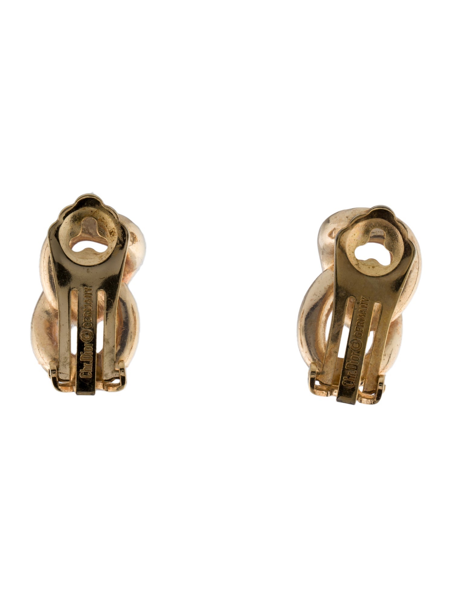 Christian Dior Vintage Crystal Chain Link Clip-On Earrings