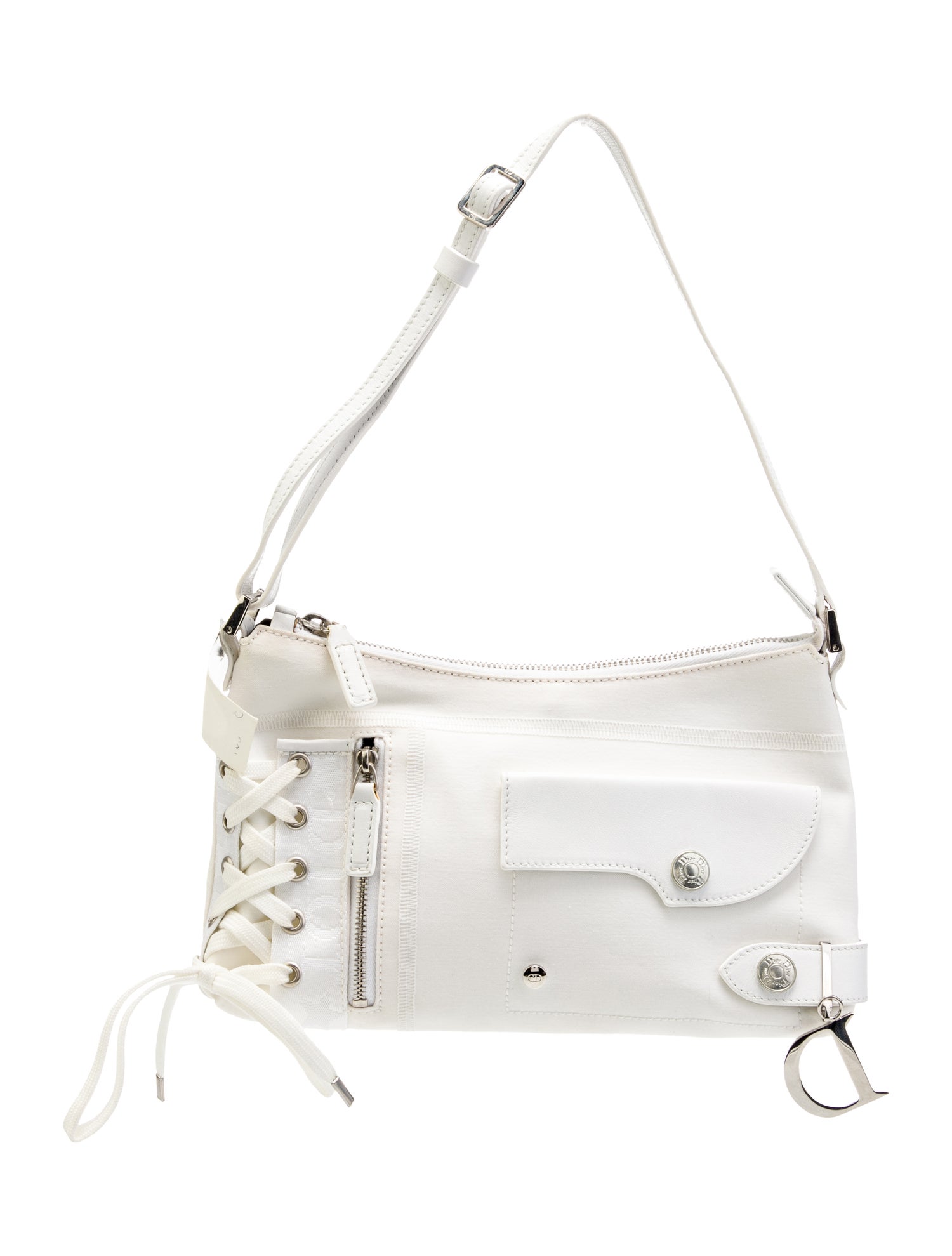 Christian Dior Canvas Shoulder Bag - White Shoulder Bags, Handbags ...