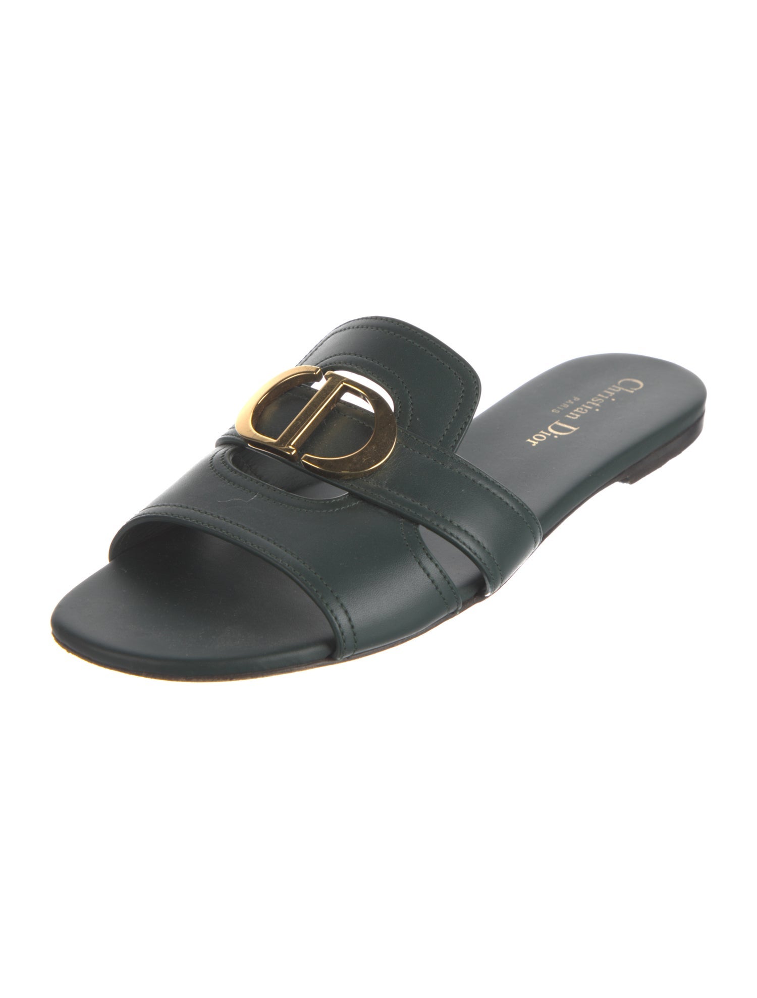 Christian Dior Leather Cutout Accent Slides