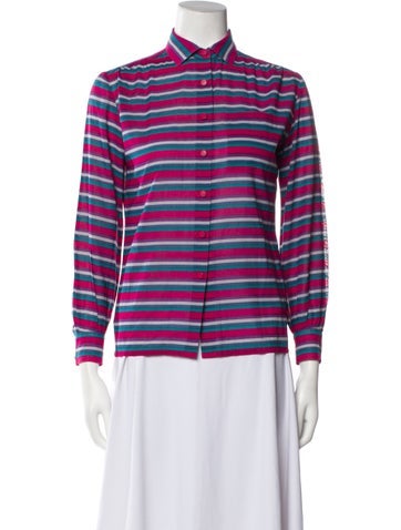 Christian Dior Tops Vintage Striped Button-Up Top S