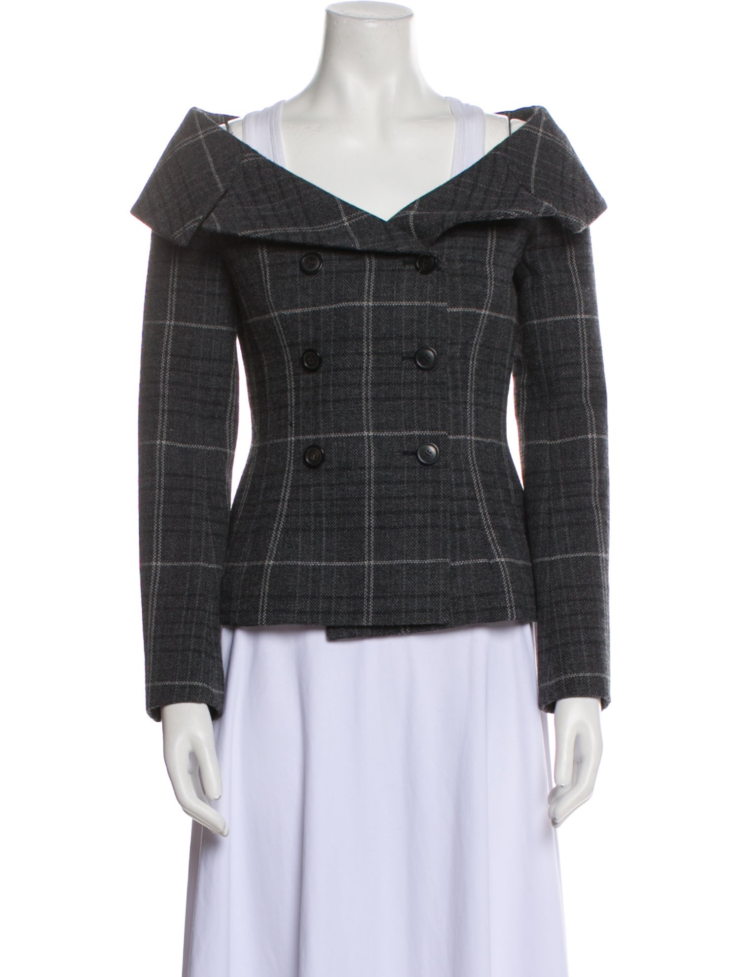 Christian Dior Wool Plaid Print Jacket