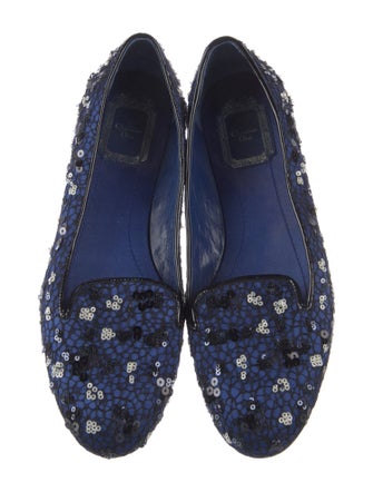 Christian Dior Patterned Sequin Embellishments Loafers