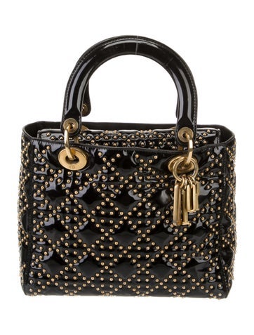 Christian Dior Handle Bags Patent Leather Lady Medium