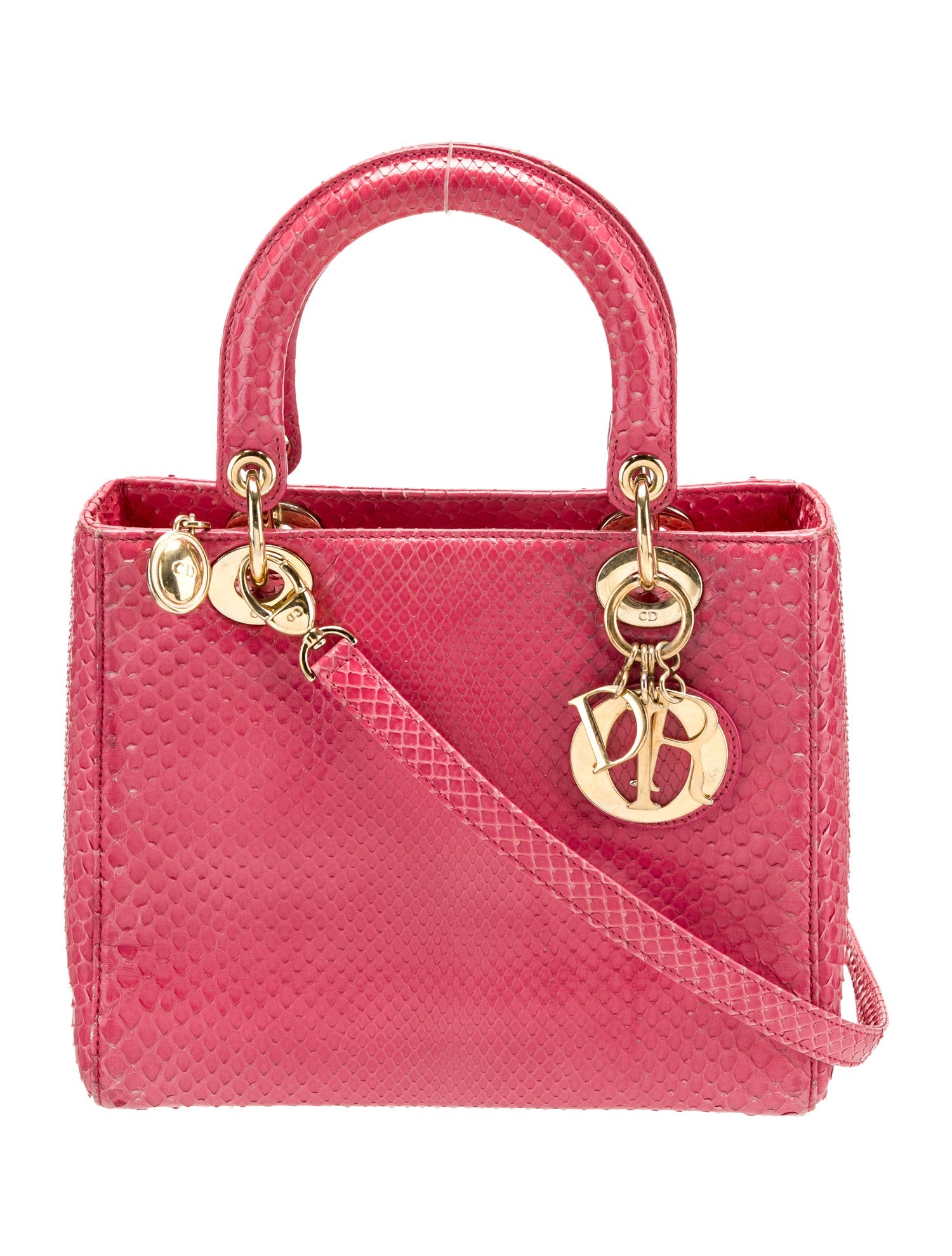 Christian Dior Python Lady Dior Medium - Burgundy Handle Bags, Handbags ...