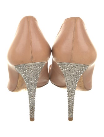 Christian Dior Leather Crystal Embellishments D'Orsay Pumps