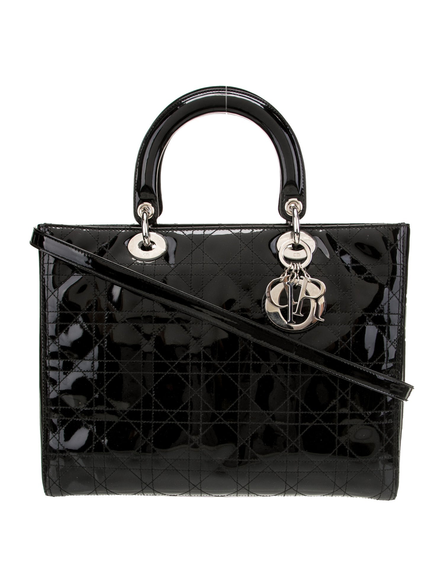 Christian Dior Patent Leather Top Handle Bag