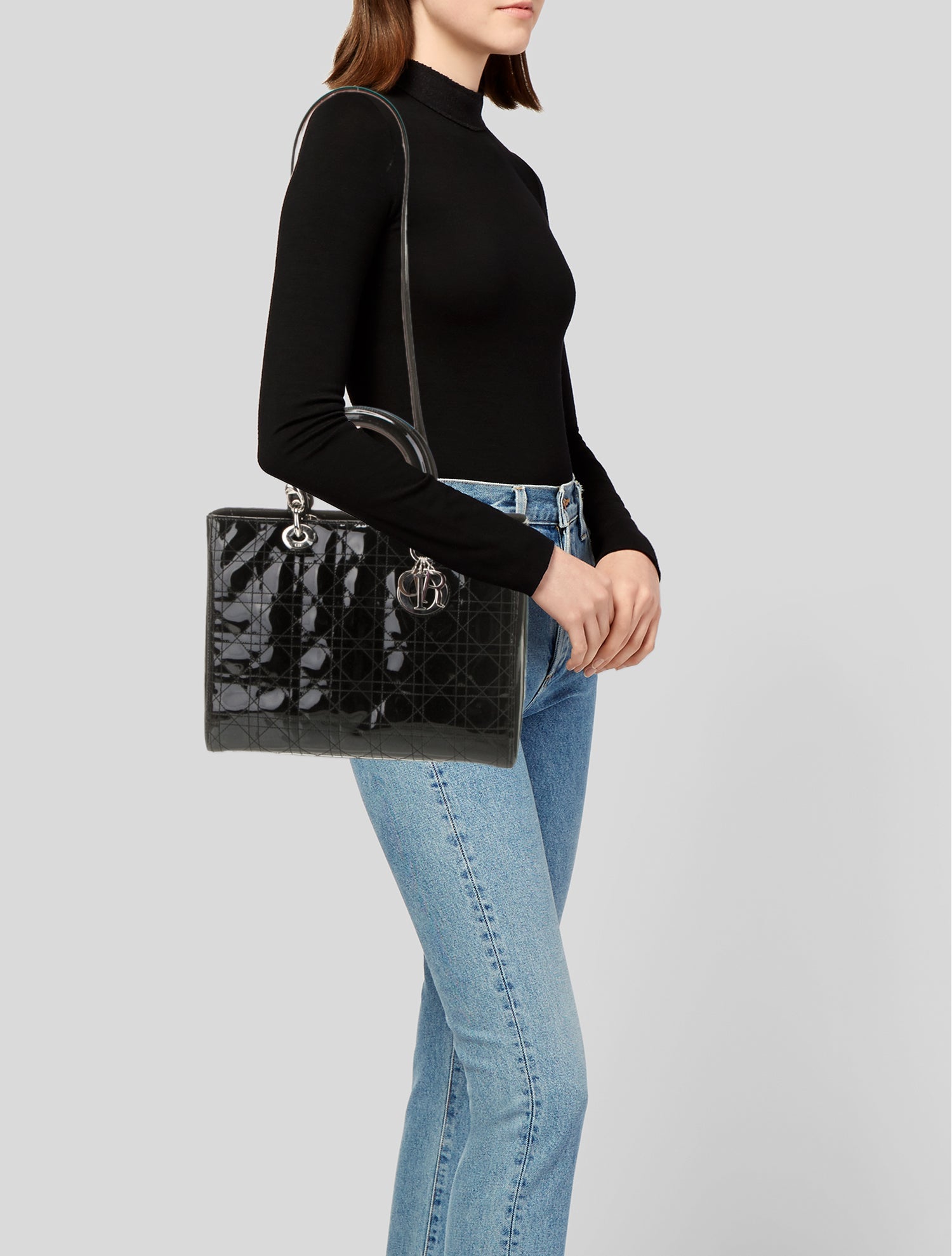 Christian Dior Patent Leather Top Handle Bag