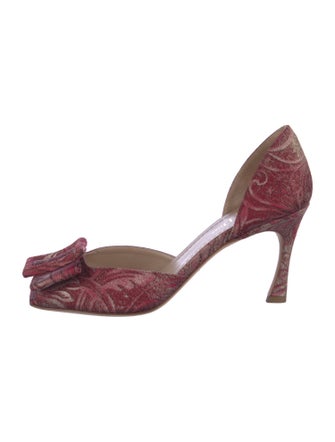Christian Dior Printed Bow Accents D'Orsay Pumps