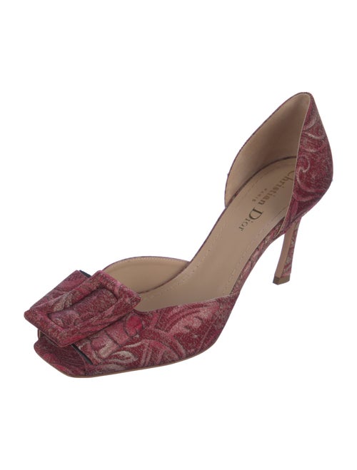 Christian Dior Printed Bow Accents D'Orsay Pumps