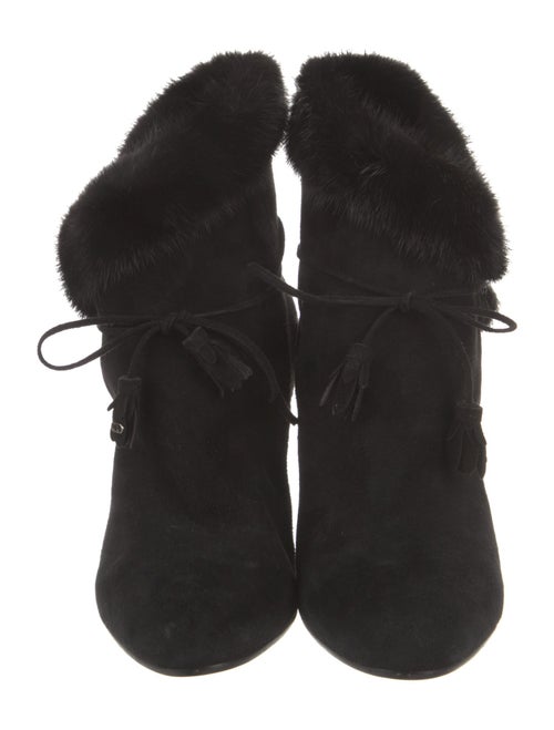 Christian Dior Suede Fur Trim Lace-Up Boots