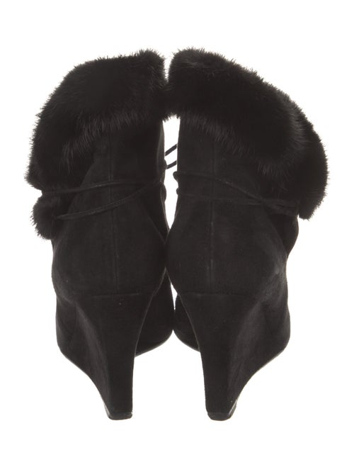 Christian Dior Suede Fur Trim Lace-Up Boots