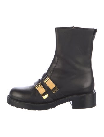 Christian Dior Bee Accent Leather Combat Boots
