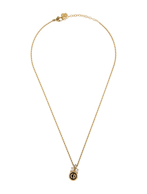 Christian Dior Vintage Crystal & Enamel Pendant Necklace
