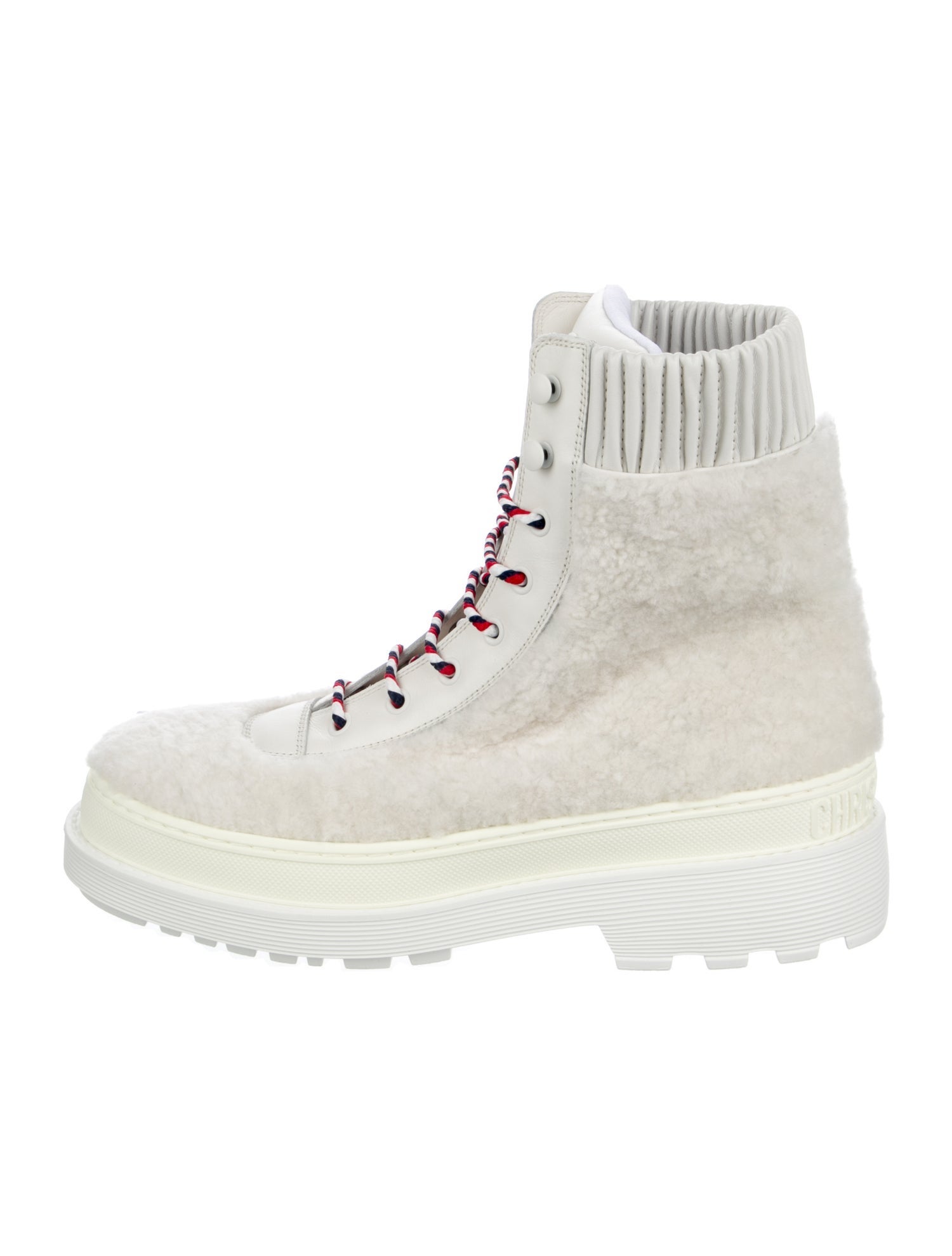 Christian Dior Faux Fur Combat Boots