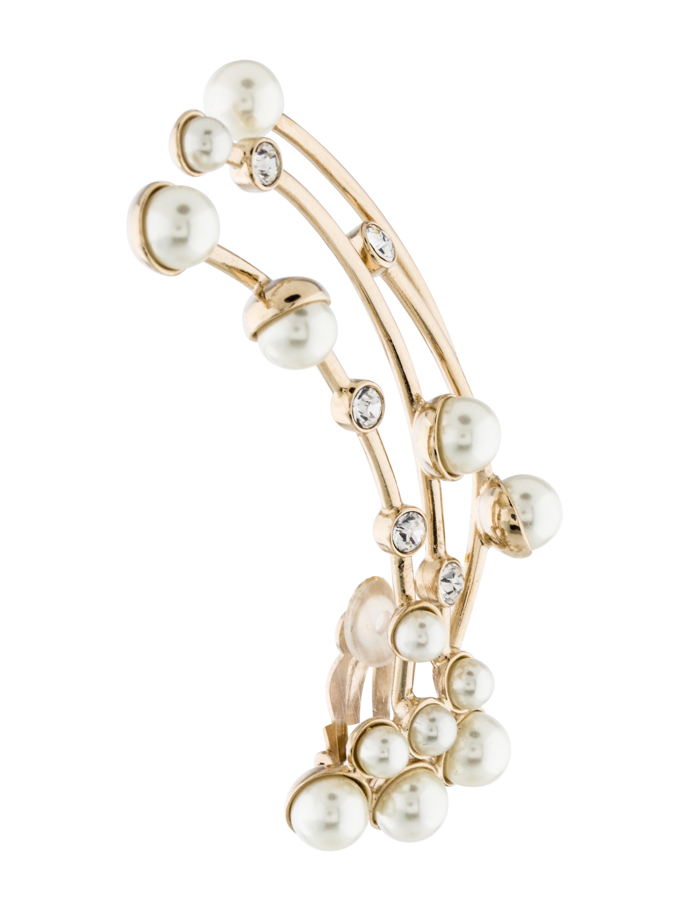 Christian Dior Faux Pearl & Crystal Ear Cuff Earring Earrings