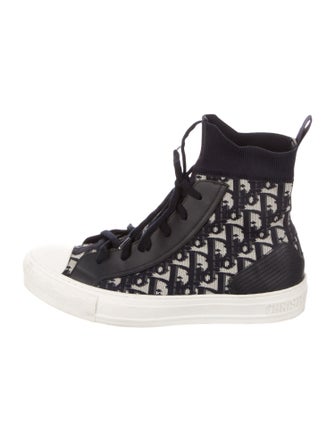 Christian Dior Oblique Jacquard Leather Trim Embellishment Sock Sneakers
