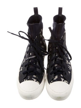 Christian Dior Oblique Jacquard Leather Trim Embellishment Sock Sneakers