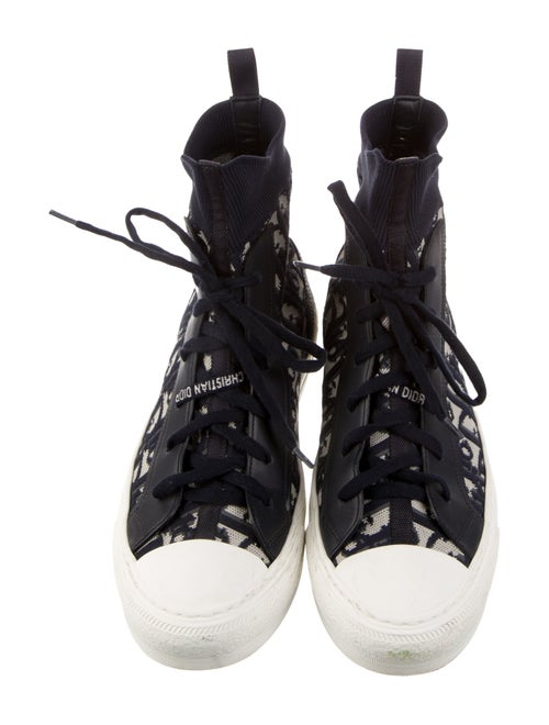 Christian Dior Oblique Jacquard Leather Trim Embellishment Sock Sneakers