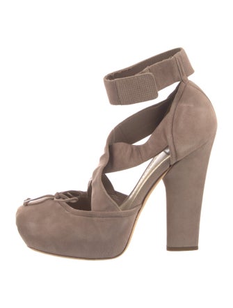 Christian Dior Suede Bow Accents D'Orsay Pumps