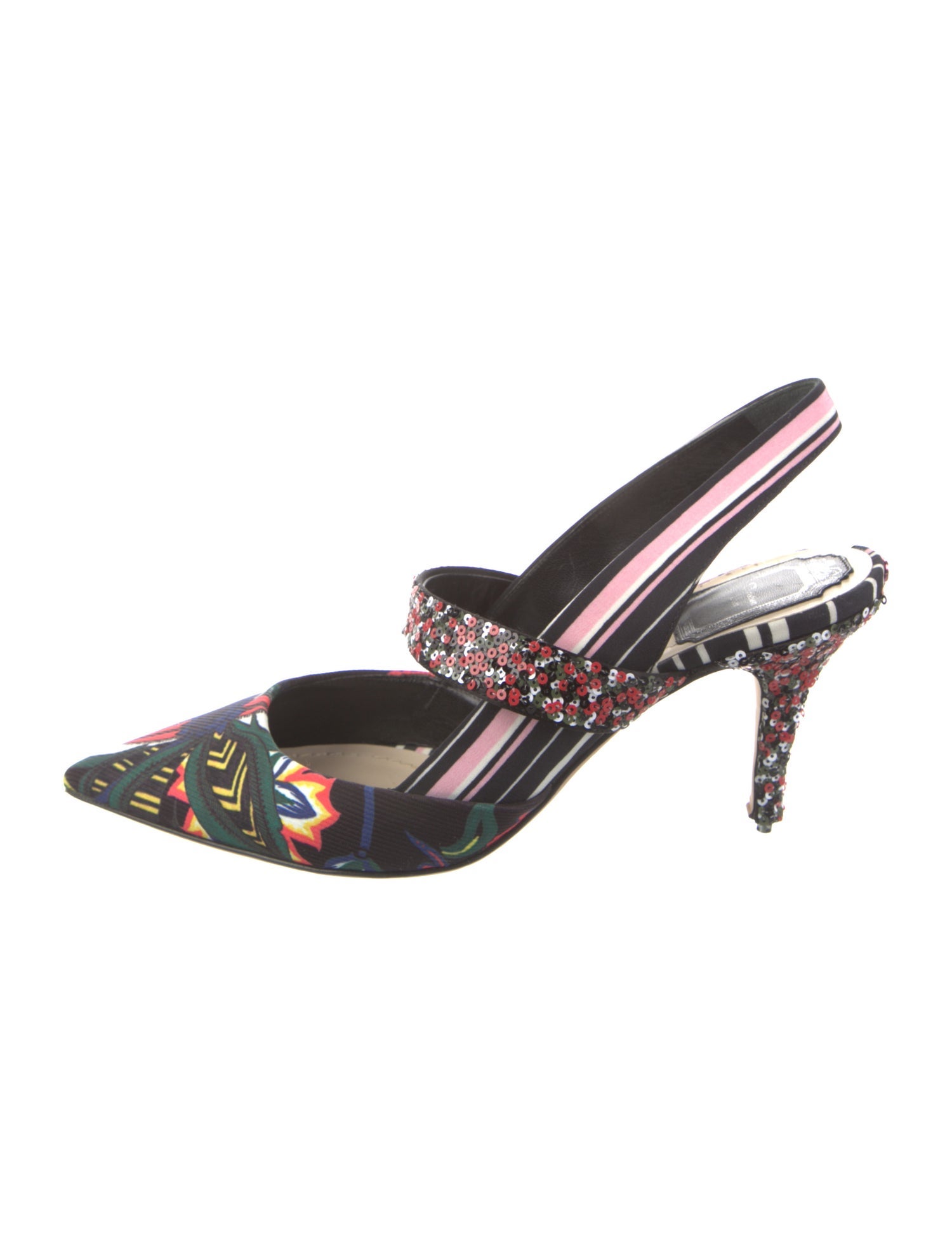 Christian Dior Canvas Printed Slingback Pumps