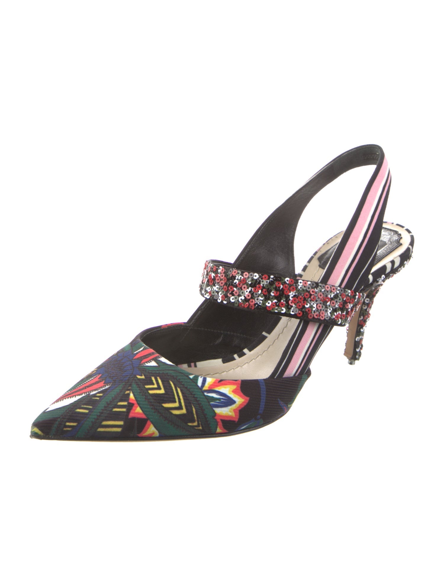 Christian Dior Canvas Printed Slingback Pumps