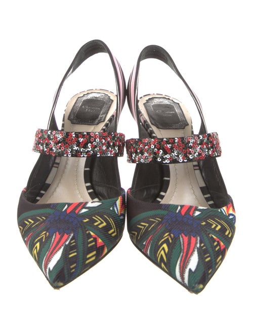 Christian Dior Canvas Printed Slingback Pumps