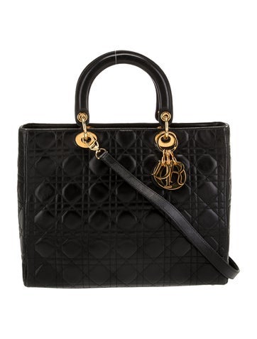 Christian Dior Handle Bags Cannage Lady Large Vintage