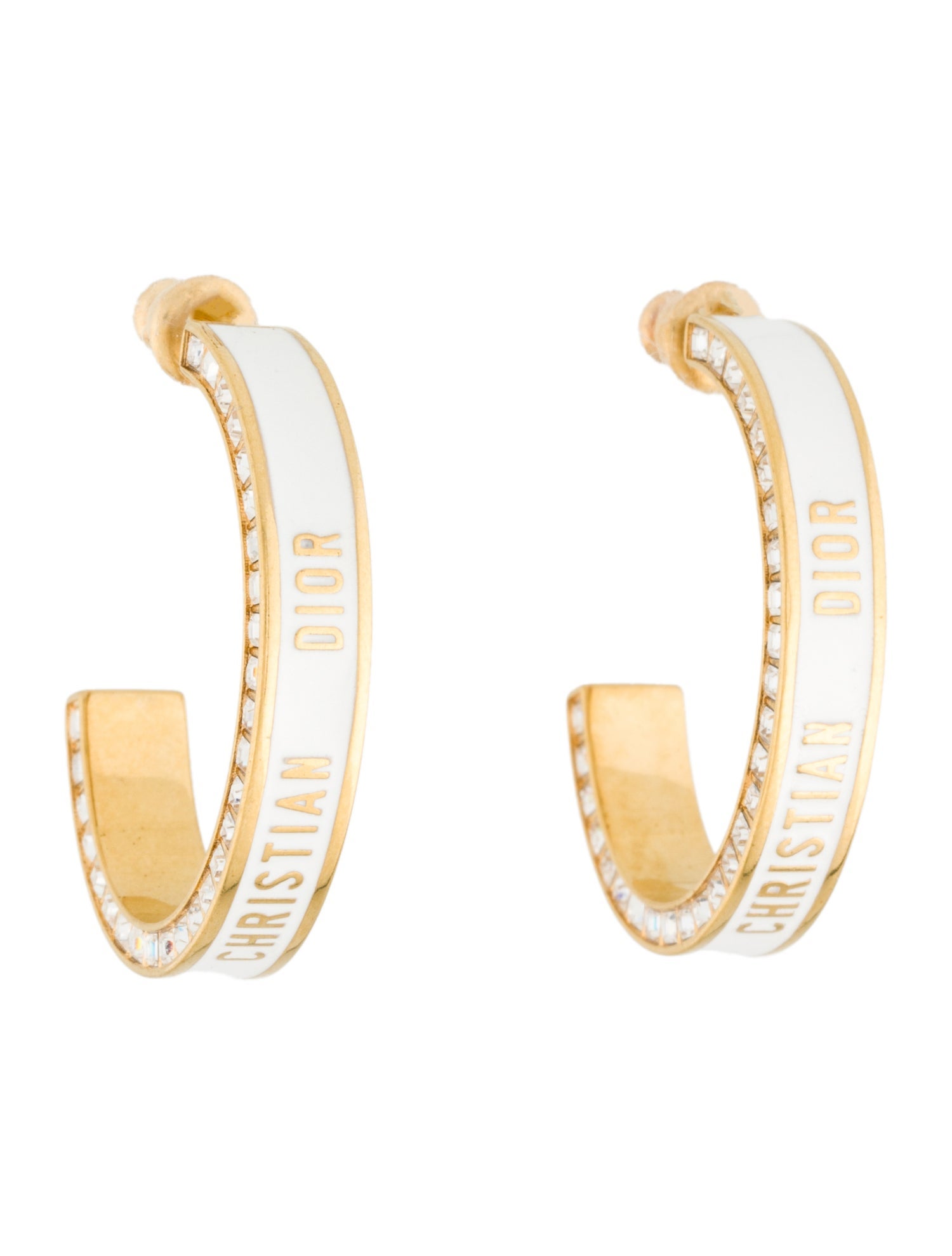 Christian Dior Large Dior Night Code Hoop Earrings - White Hoop