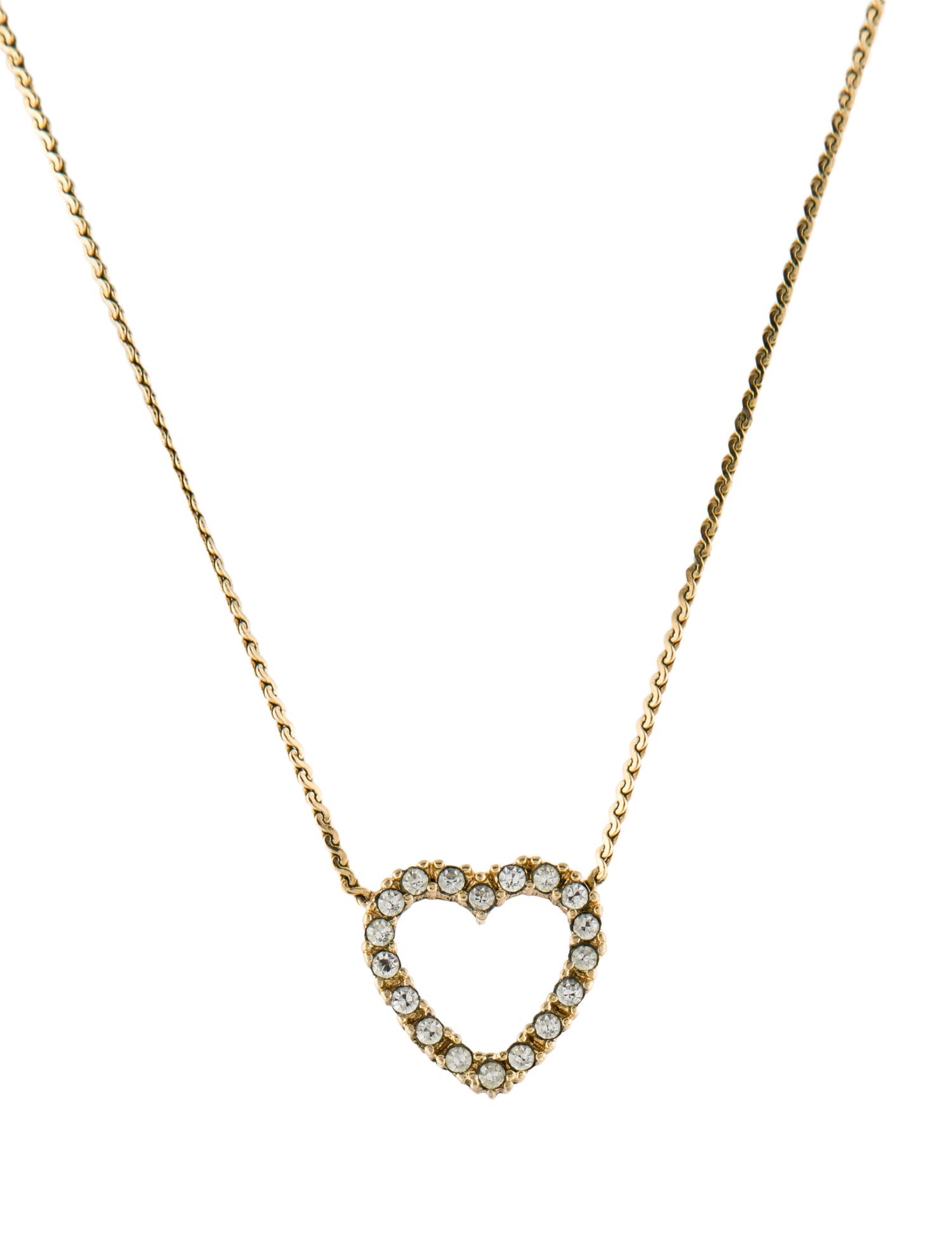 Christian Dior Vintage Crystal Heart Pendant Necklace