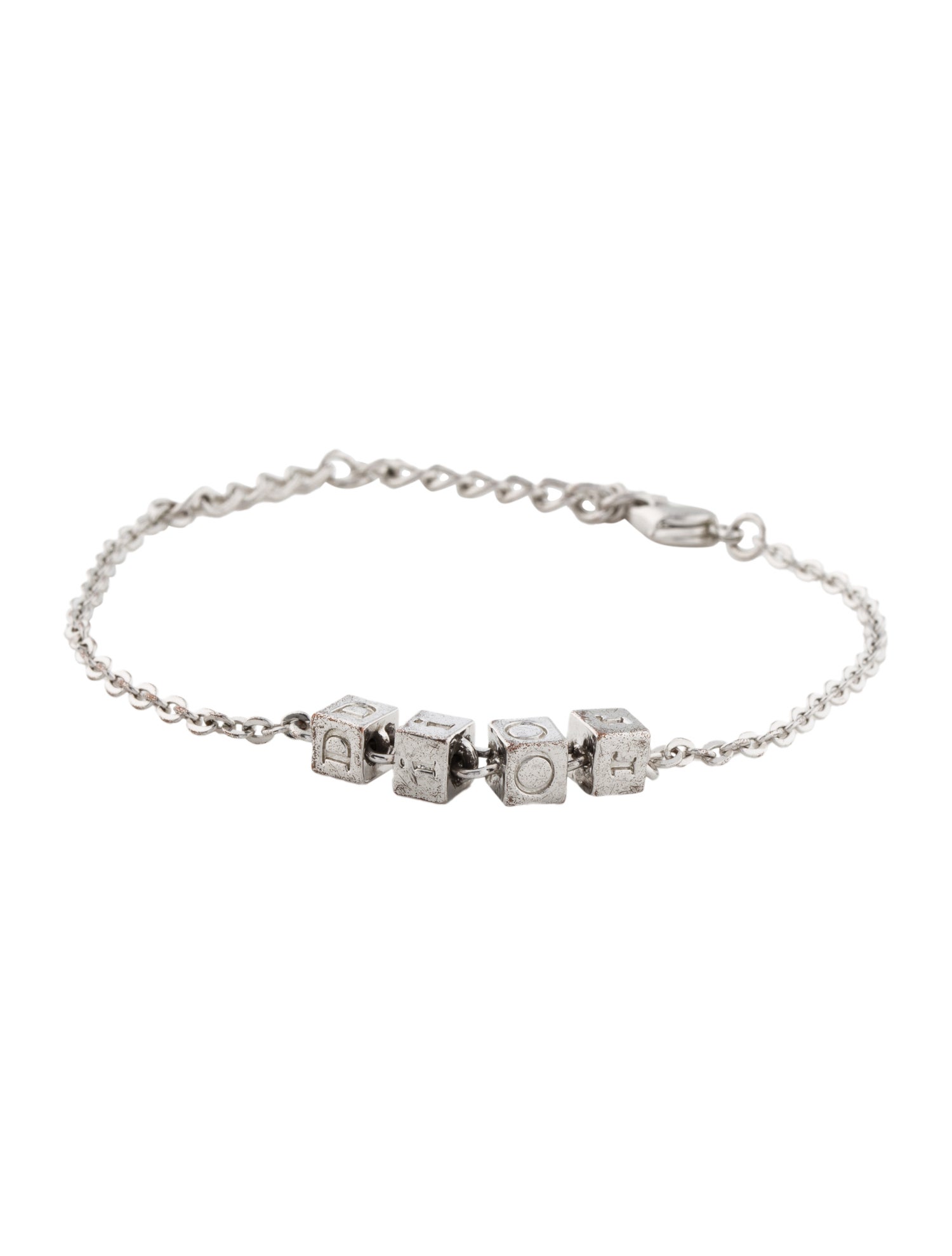 Christian Dior Vintage 'Dior' Logo Cube Link Bracelet