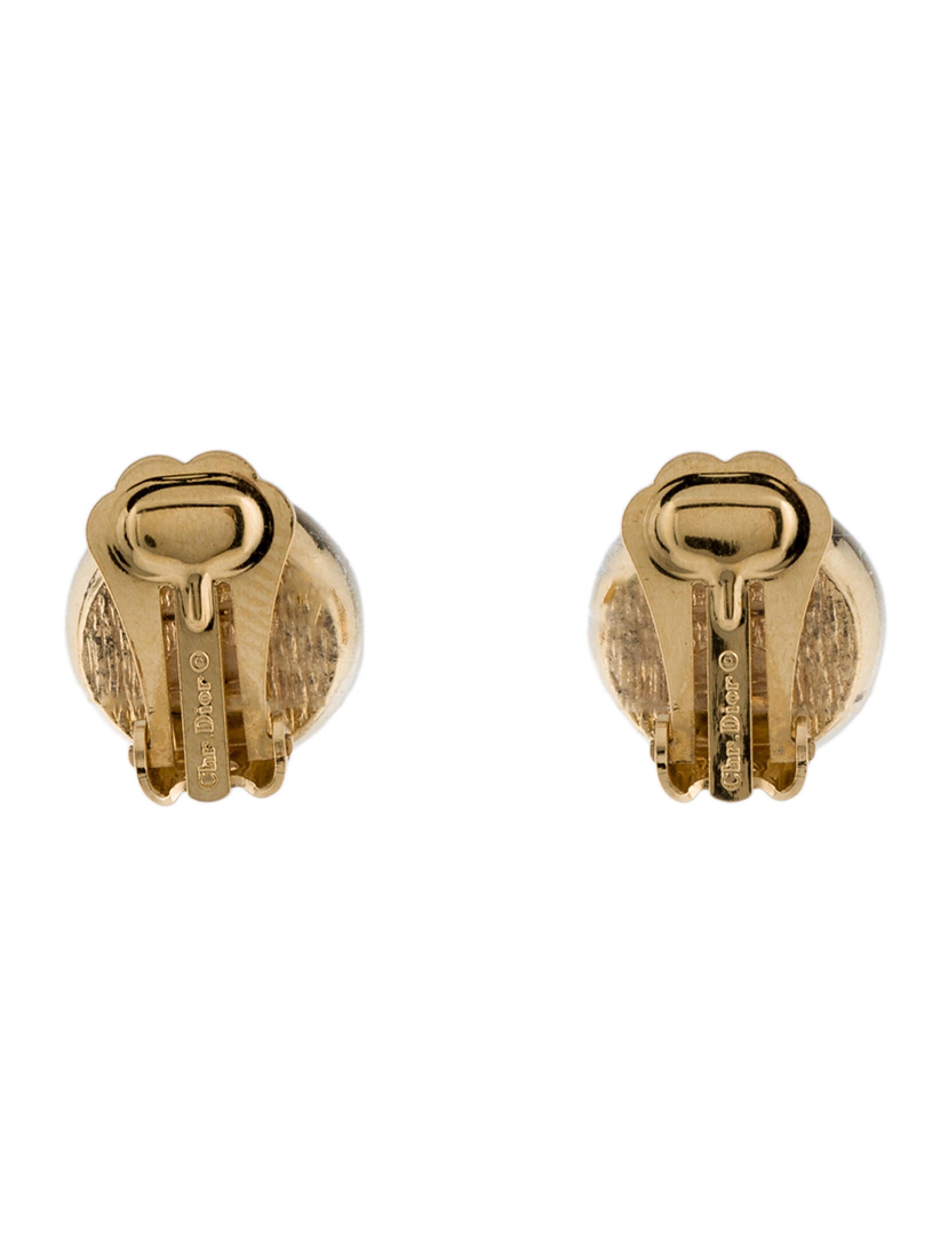 Christian Dior Vintage Faux Pearl & Crystal Clip-On Earrings