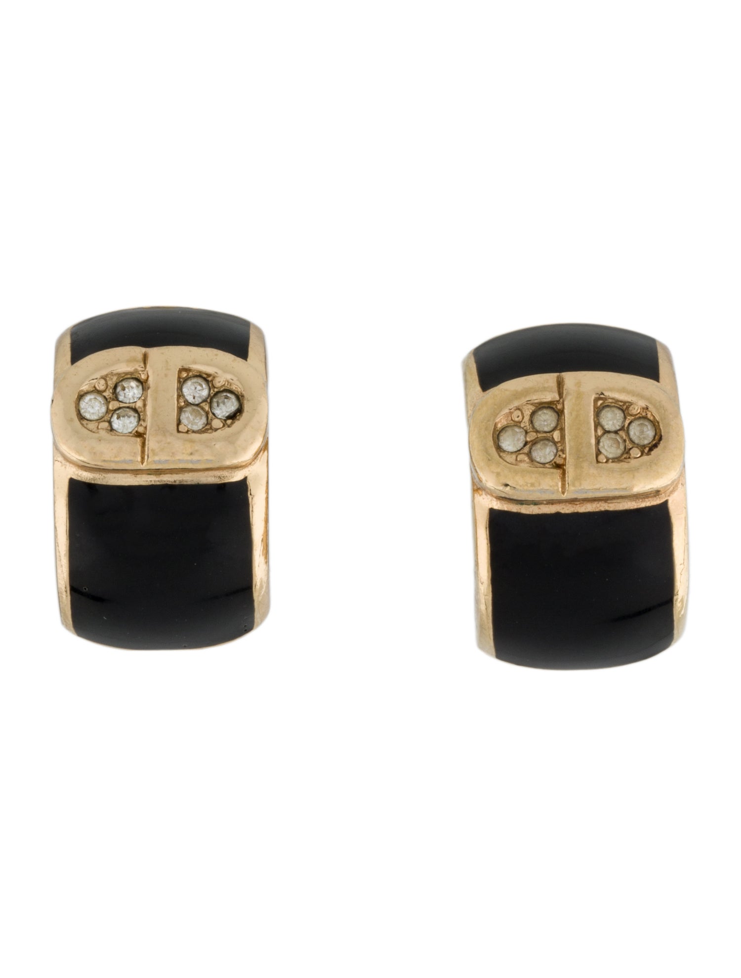 Christian Dior Vintage Crystal & Enamel Clip-On Earrings