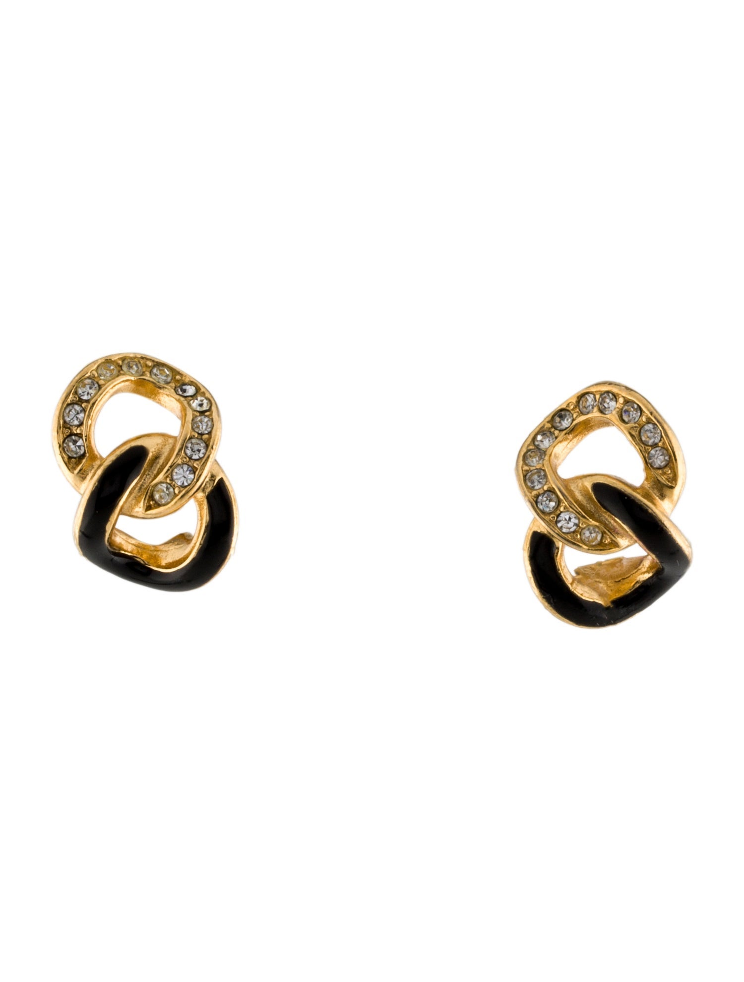 Christian Dior Vintage Crystal & Enamel Clip-On Earrings