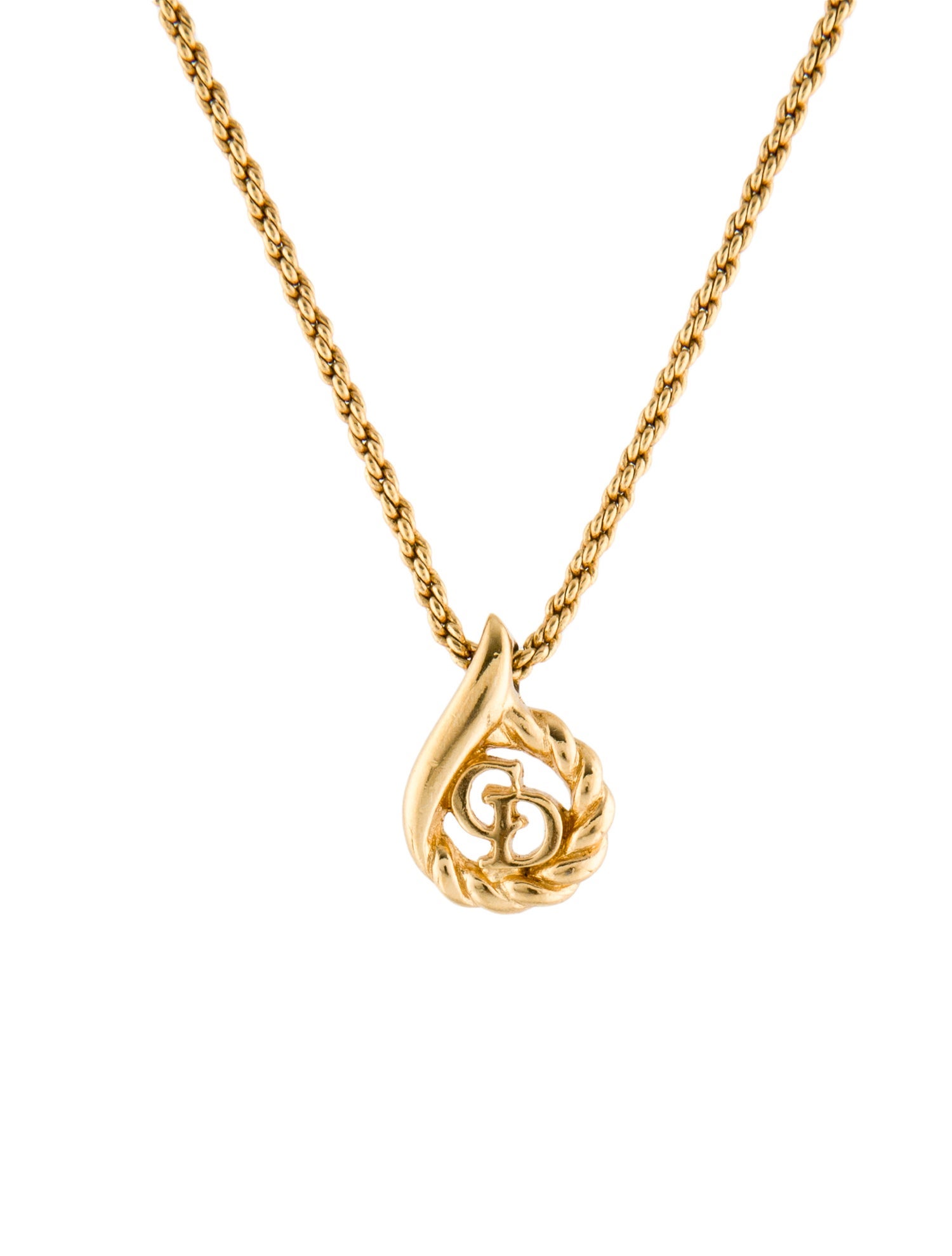 Christian Dior Vintage "CD" Logo Pendant Necklace