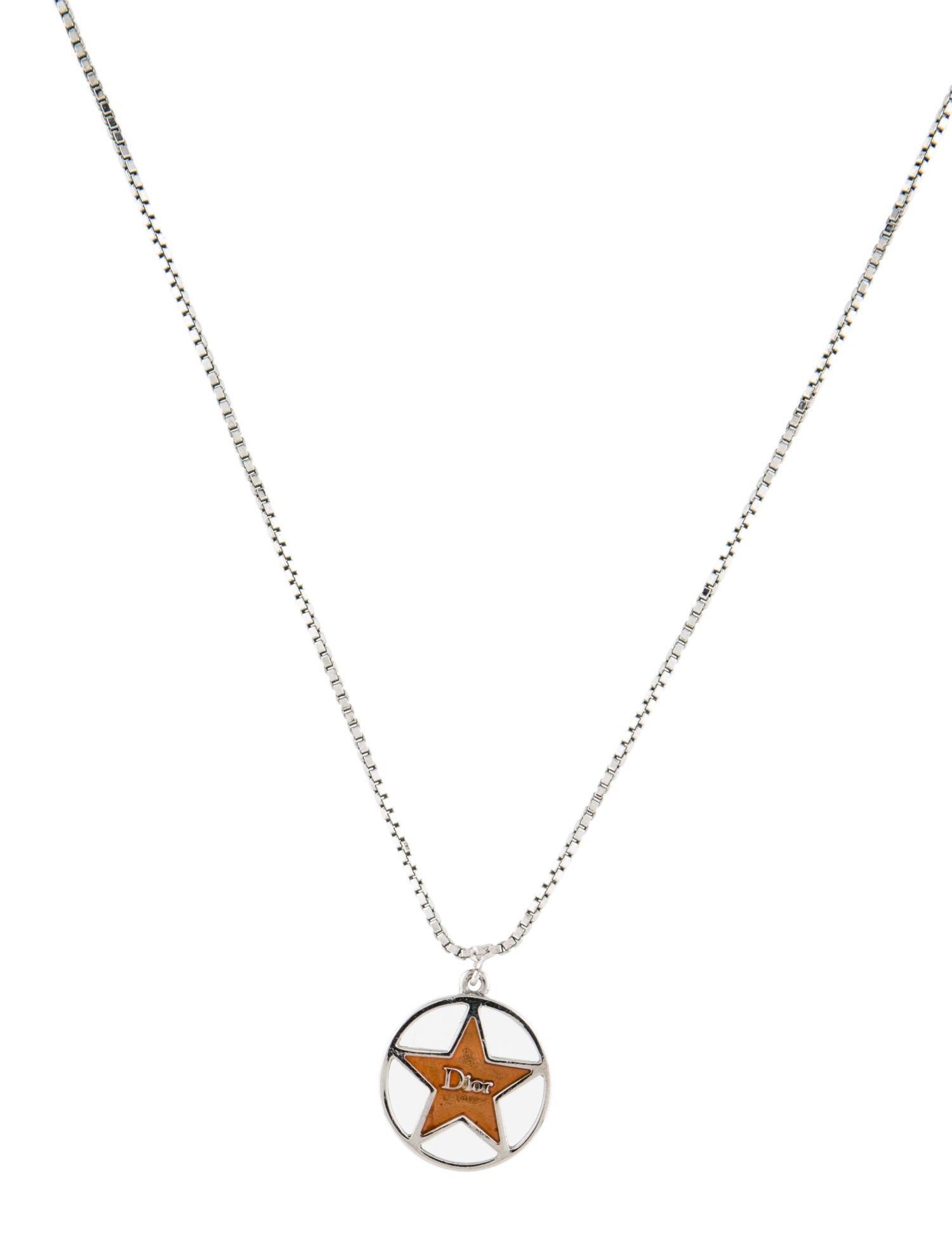 Christian Dior Vintage Enamel Star Pendant Necklace