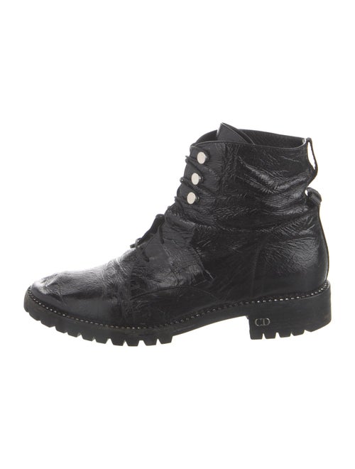 Christian Dior Leather Crystal Embellishments Combat Boots
