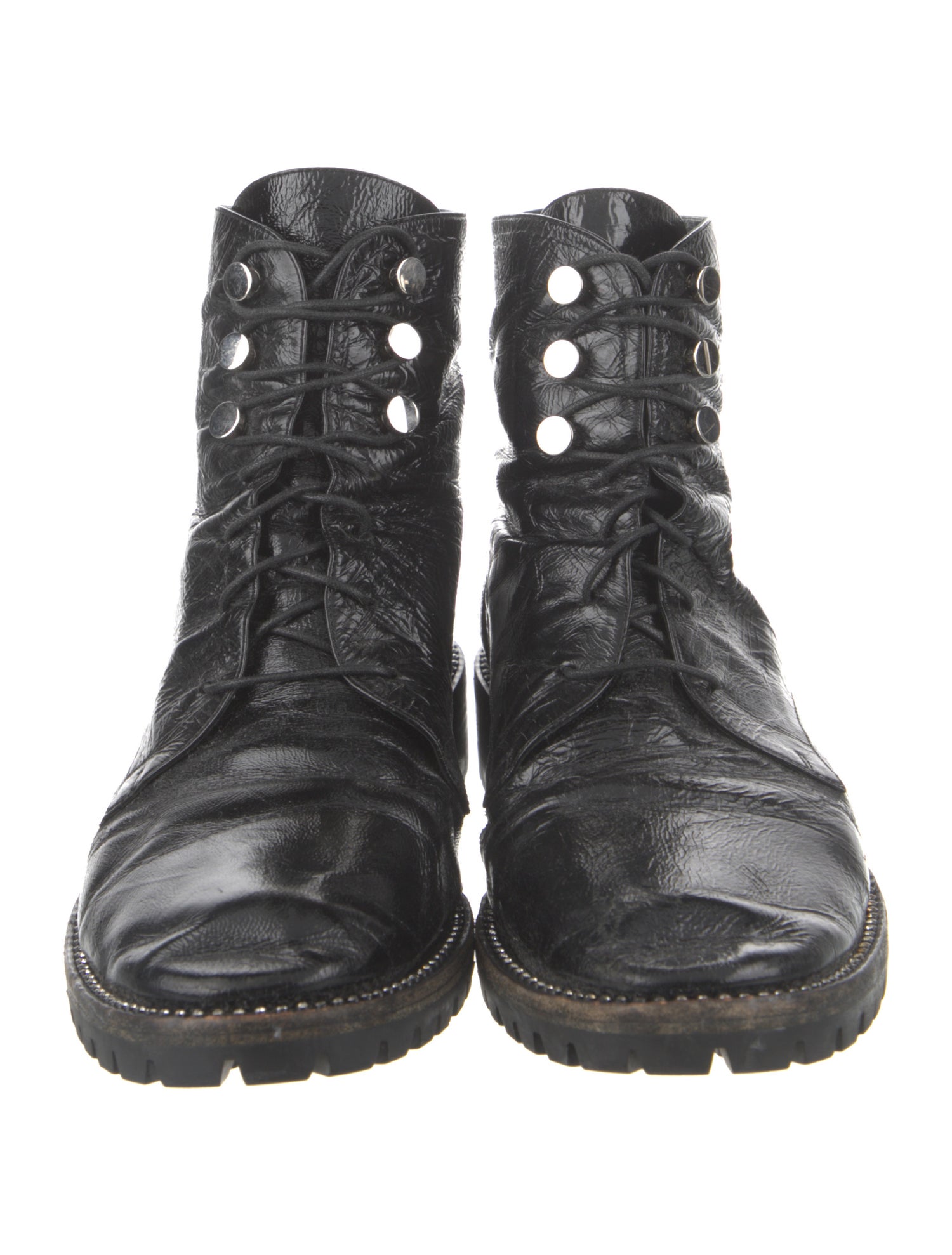 Christian Dior Leather Crystal Embellishments Combat Boots