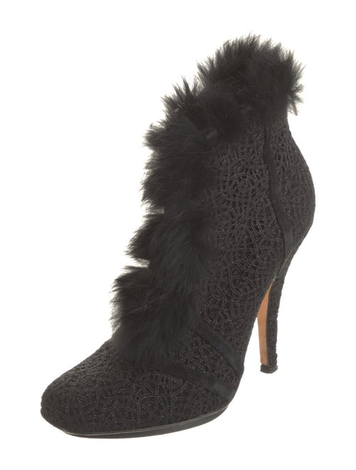 Christian Dior Fur Trim Lace-Up Boots