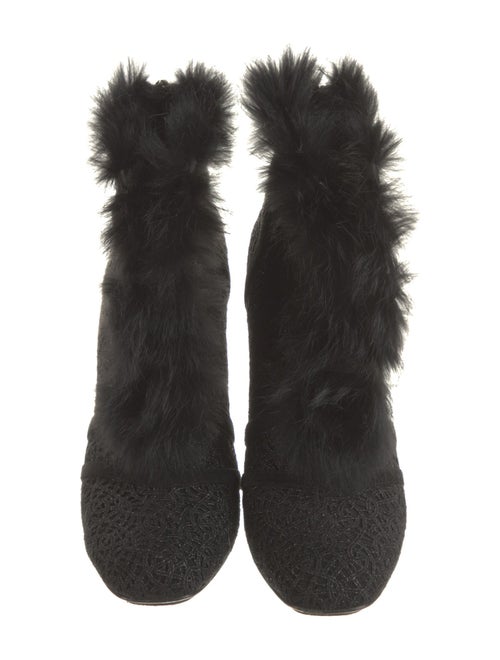 Christian Dior Fur Trim Lace-Up Boots